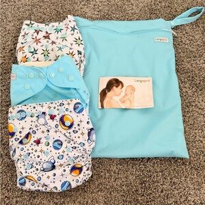Light Blue Reusable Cloth Diaper Set